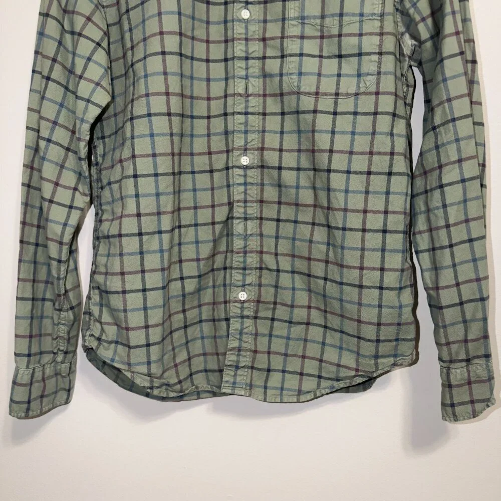 J.Crew Slim Fit Plaid Shirt Size Medium Green Long Sleeve Button